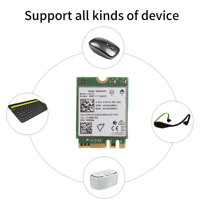 Сетевая Wi-Fi карта 9260 AC 9260NGW M.2 2030 Мбит/с 2 4G/5 ГГц 802.11Ac Bluetooth 5 0 для ноутбука