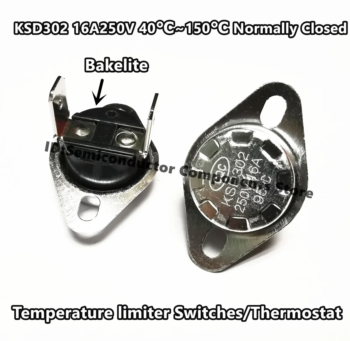 KSD301 N/S 180 C 10A interruptor normalmente abierto de temperatura Bimetal disco Klixon