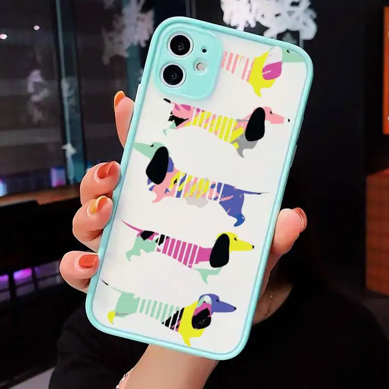 

Cartoon Dachshund Sausage Dog Phone Cases matte transparent For iphone 7 8 11 12 plus mini x xs xr pro max cover