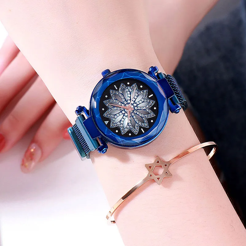 【Сток Clearance】 Женские Романтические Стразы нарядные часы сетка сталь звездное