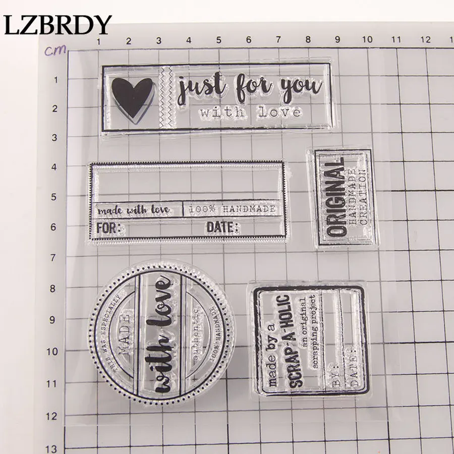 Rectangle Square Circle Text Box Just for You Letters Heart Clear Stamps Scrapbooking Card Making Valentine's Day | Дом и сад