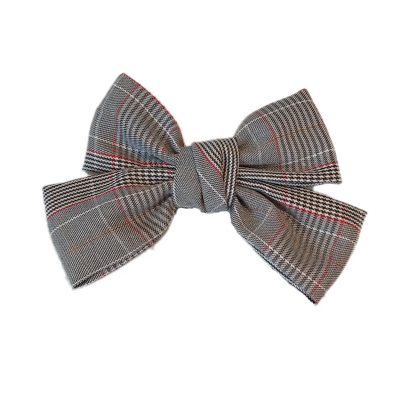 

Korean fabric plaid double bow hairpin headdress princess girl student hairpin back head duckbill clip