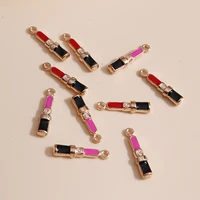 10pcs 318mm enamel 2 color mini lipstick charms for necklaces pendants earrings diy girl charms jewelry accessories making