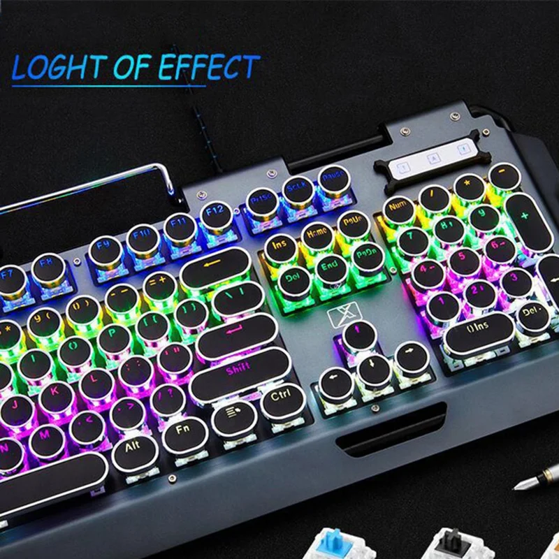 Игровая клавиатура с подсветкой механическая в стиле ретро панк Проводная