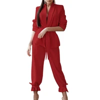 comfy 1 set stylish solid color long sleeve blazer pencil pants women suit jacket pants solid color for daily wear