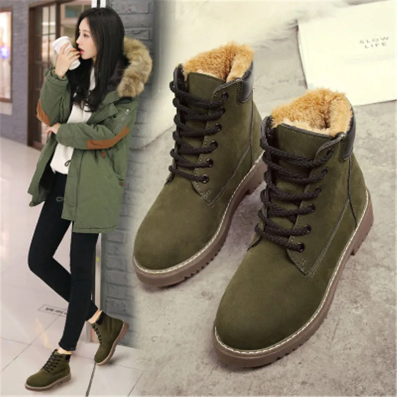 

Женские зимние ботинки 2021, женские ботинки, теплые ботинки на шнуровке, на толстой нескользящей подошве, женские ботинки