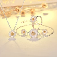 japanese and korean design sun flower small daisy earrings necklace bracelet ring set ladies college style gd fans gift