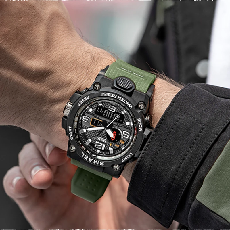 

Men Military Watch 50m Waterproof Wristwatch LED Quartz Clock Sport Watch Male relogios masculino 1545 Sport Watch Men S Shock