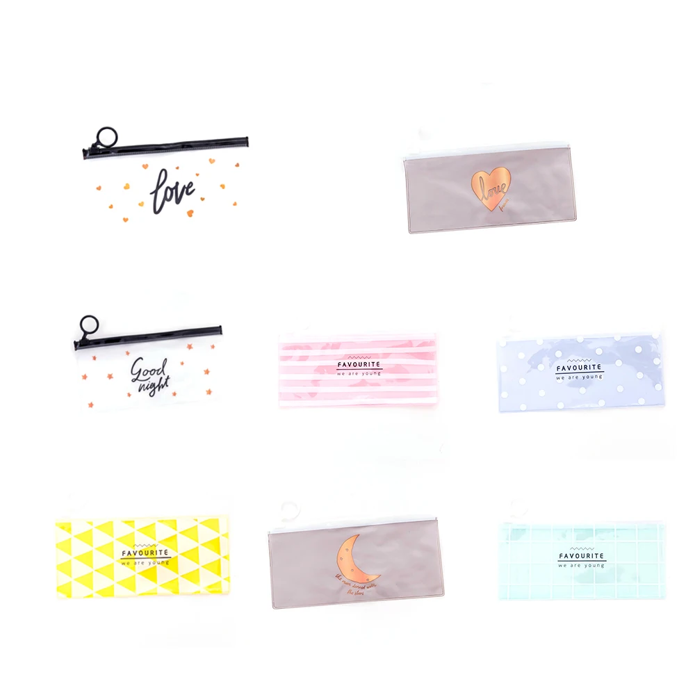 New 1Pc Pencil Pen Case Bags Large capacity Small Fresh Ring Student School Supply bus Cases pouch Girl Boys Stationery Dropping