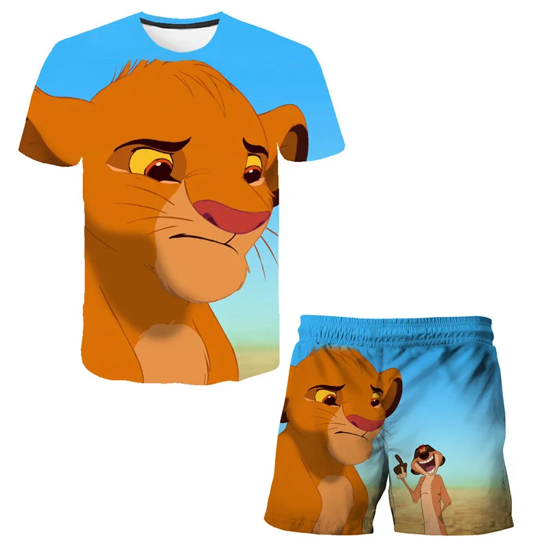 

3D Print Boys Clothing Children Summer Boys Clothes Cartoon Kids Baby Girl Clothes Set T-shit+Pants Lion King Graphic T-shirt