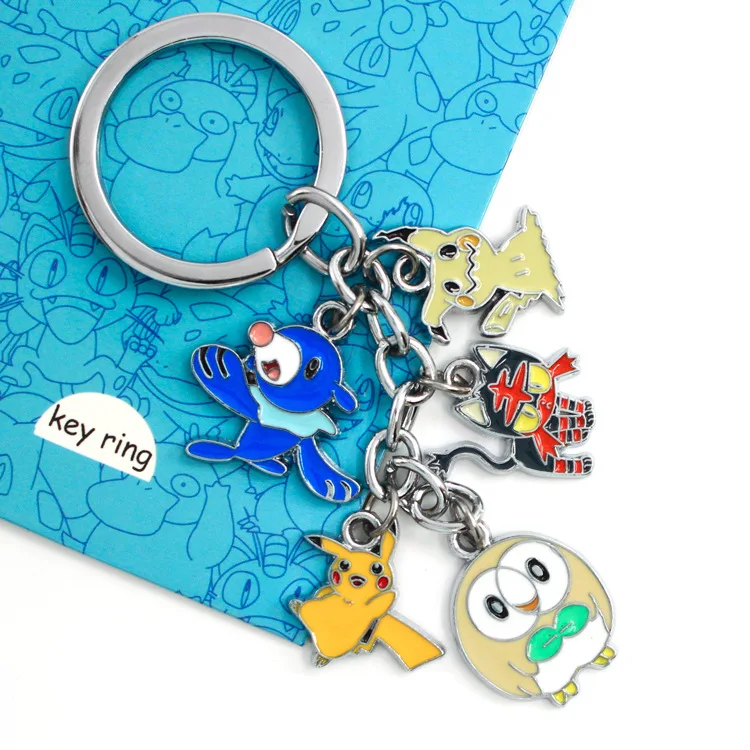 Брелок с покемоном Entei Eevee Swablu Piplup Poke Ball Pikachu Ash Ketchum Rowlet милый забавный мультфильм металлический брелок Аниме подвеска