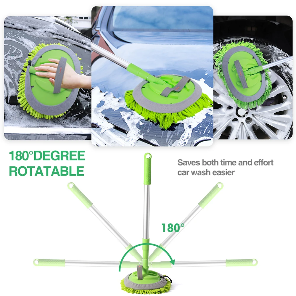 2 в 1 Швабра для мытья автомобиля с длинной ручкой|Губки тряпки и щетки| |