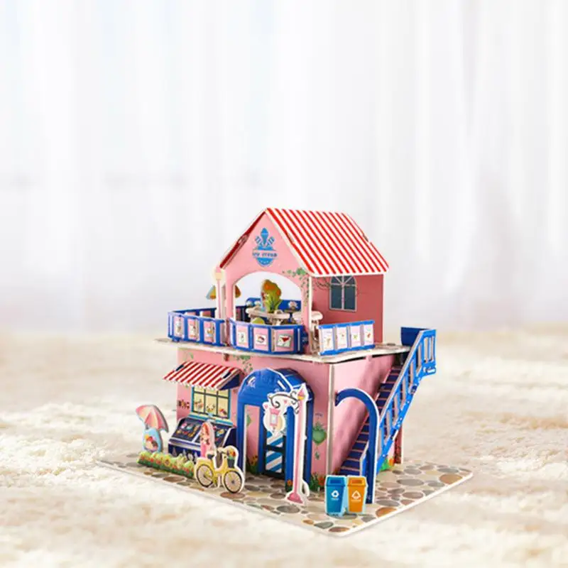 

3D DIY Composite Paper Puzzle Stereoscopic Jigsaw Cartoon Castle House Model Early Educational Toy Children Kid Presents