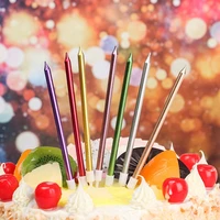 6pcs favor safe flame wedding long birthday cake topper cupcake ornament home decor pencil candles