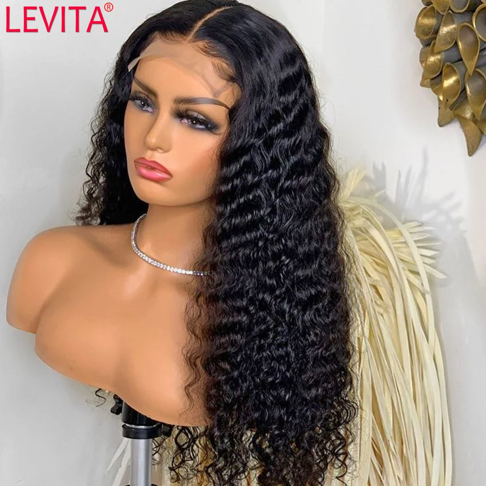 Curly Deep Wave Frontal Wig PrePlucked Closure Wig 30 Inch Lace Front Human Hair Wigs For Women Brazilian Wig Natural Human Hair
