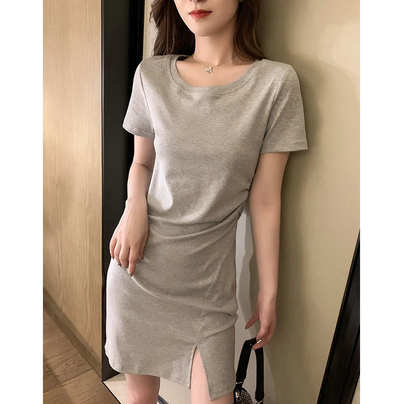 Летняя Новинка нишевое облегающее хлопковое платье средней длины с коротким