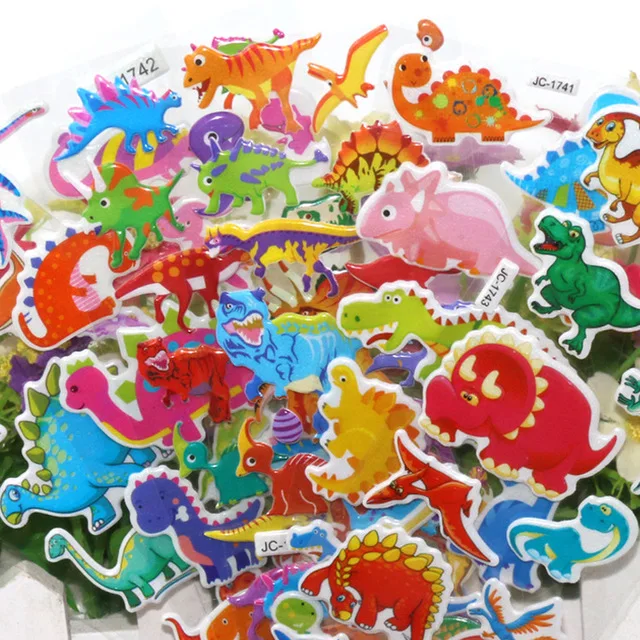 20 листов/партия стикеры в виде пузырьков Мультяшные 3D Динозавры юрского периода