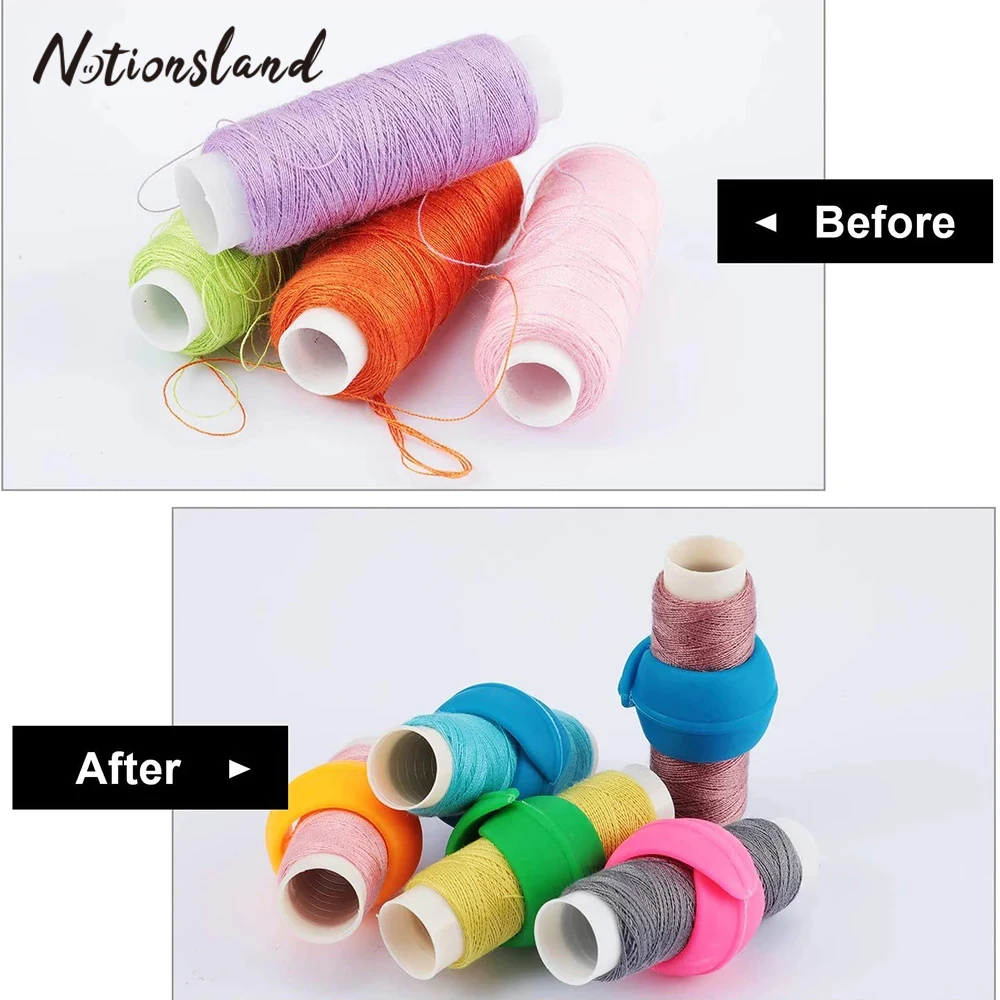 

24pcs Colorful Thread Spool Huggers Bobbin Clamps Holders Embroidery Bobbins Clip Silicone PeelsThread Clamp Organizer Tools