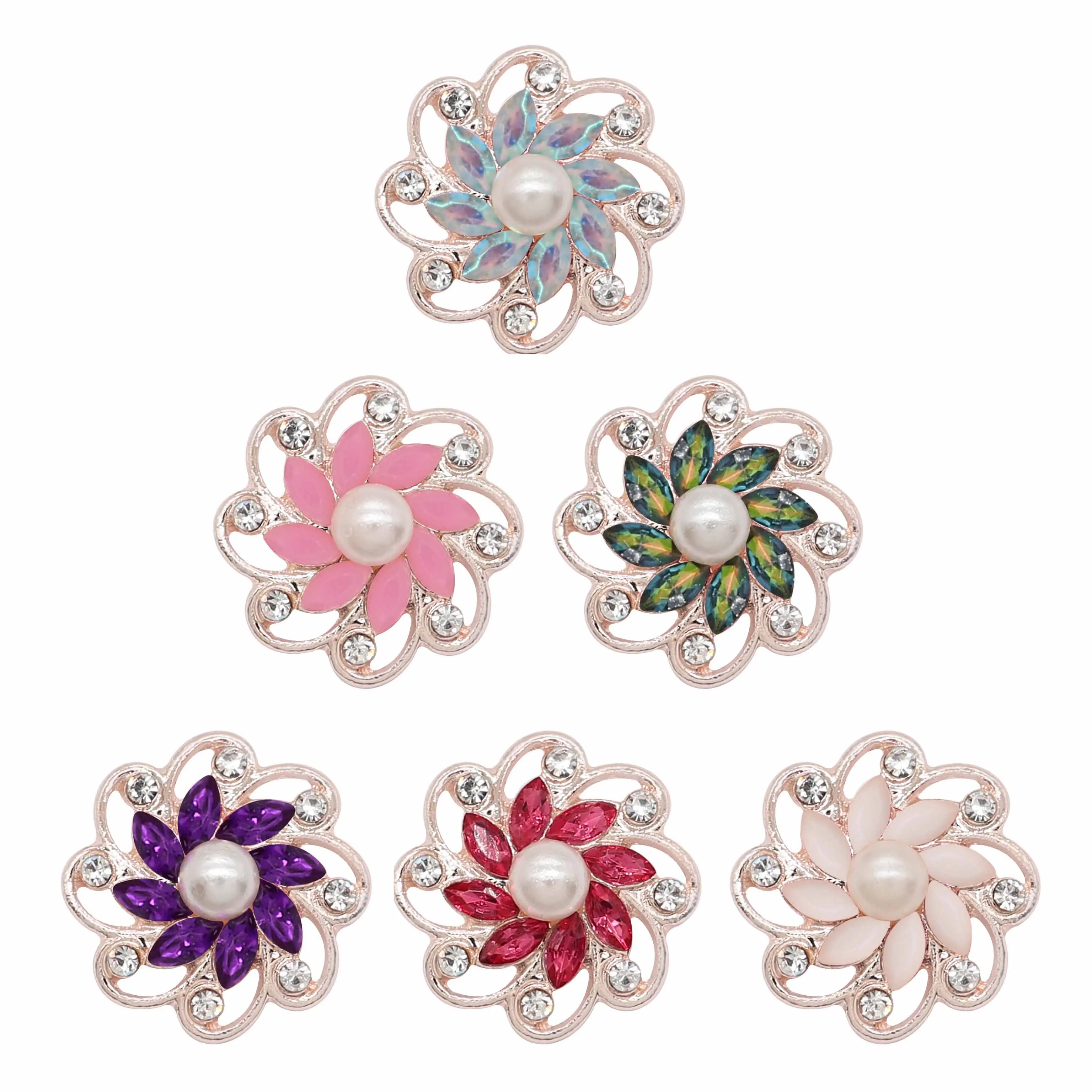 Высокое качество цвета розового золота спиральной формы кнопки со стразами