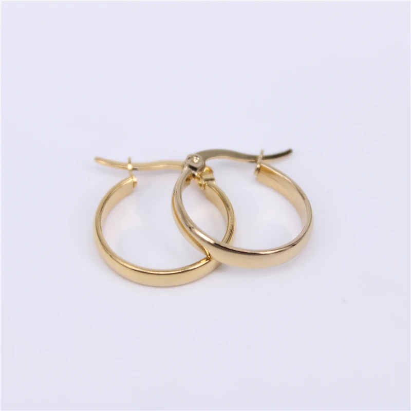diameter 18mm Несколько размеров, золотой цвет, классические ювелирные изделия из нержавеющей стали, простые гладкие серьги-кольца для женщин, LH769 - Окраска металла: diameter 18mm