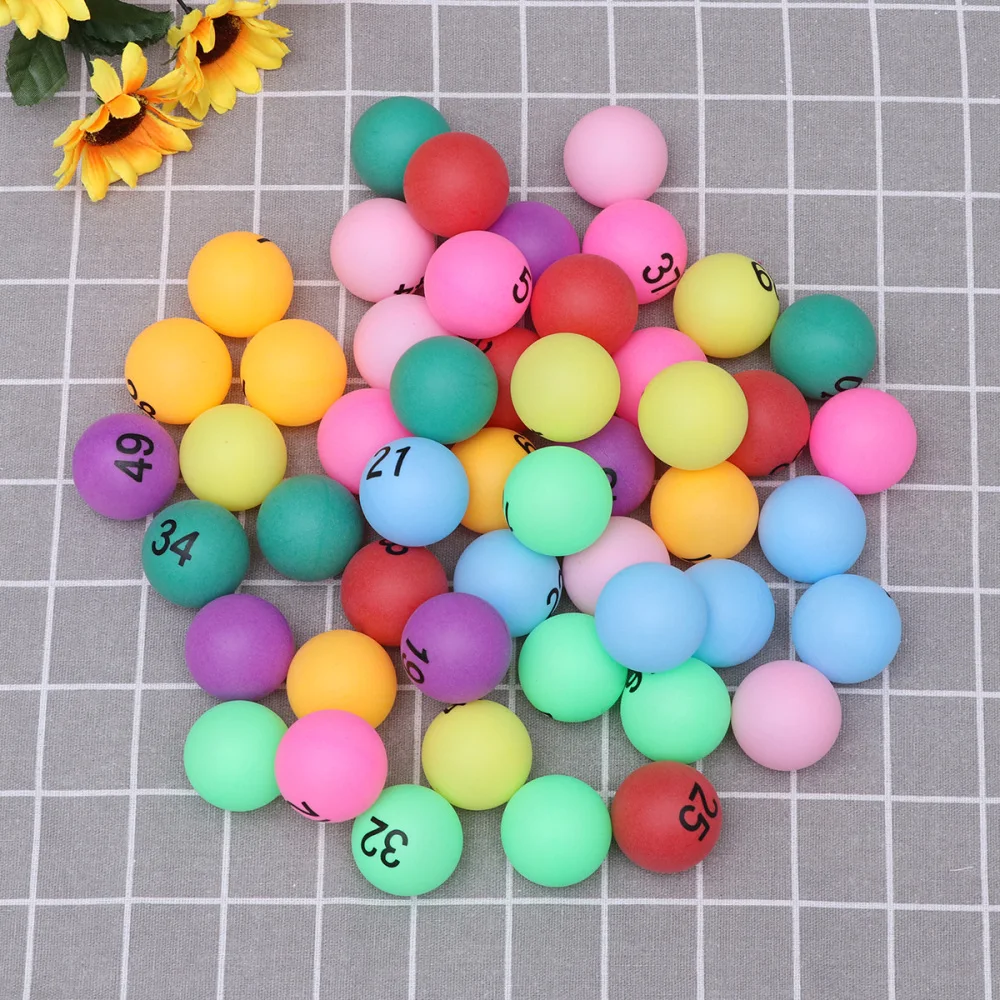 

50 Pieces Lottery Balls Assorted Color PP Table Tennis Balls 40mm Printed Pong Balls With Number for Game Party Decoration(Numbe