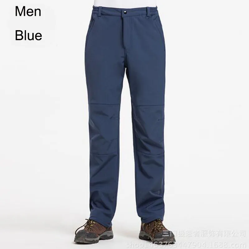 

Winter Men Women Thick Warm Fleece Hiking Pants Waterproof Windproof Thermal Camping Climbing Pants Elastic Waist Softshell