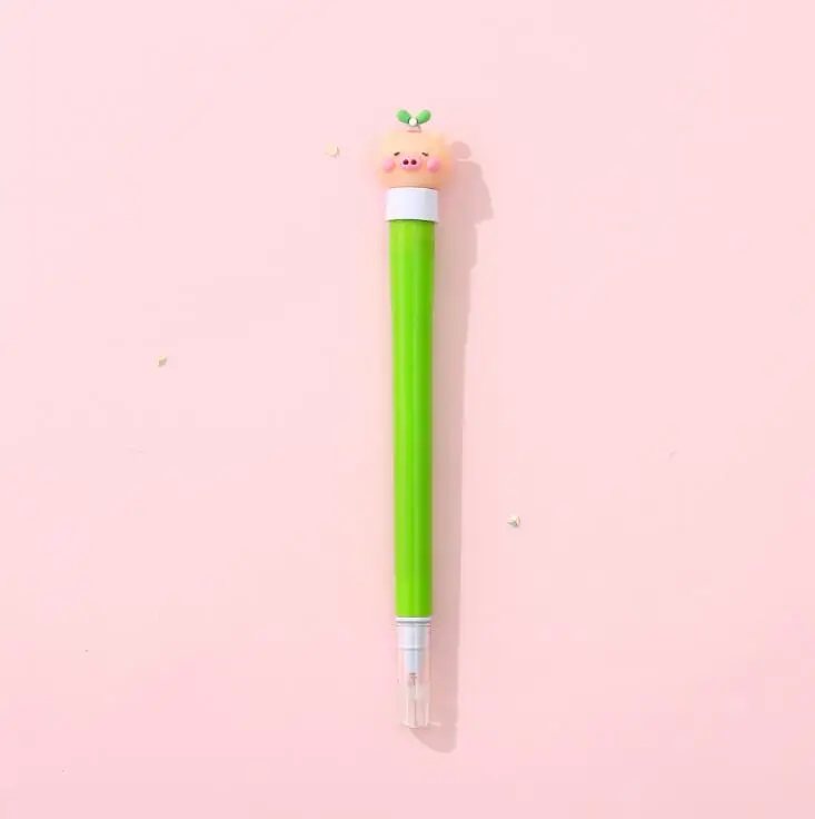pig green 1 шт. 0,5 мм Kawaii Мультфильм Единорог кролик освещение черные чернила гель детская ручка подарок школьные офисные канцелярские принадлежности - Цвет: pig green