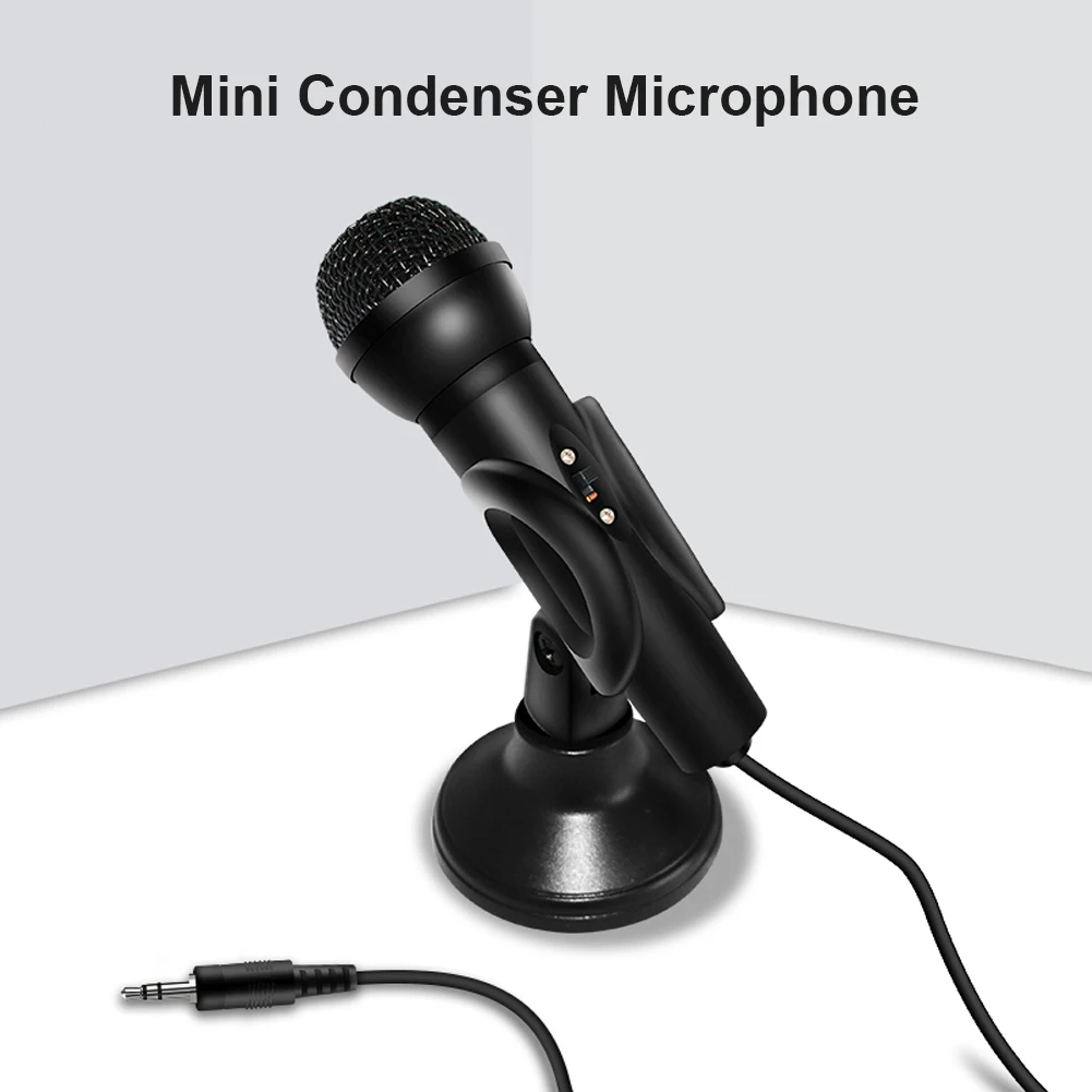 MB-M02 Portable Mini Condense Microphones With Stand For Mobile Phone PC Computer Laptop TV Karaoke Handheld Microphone | Электроника