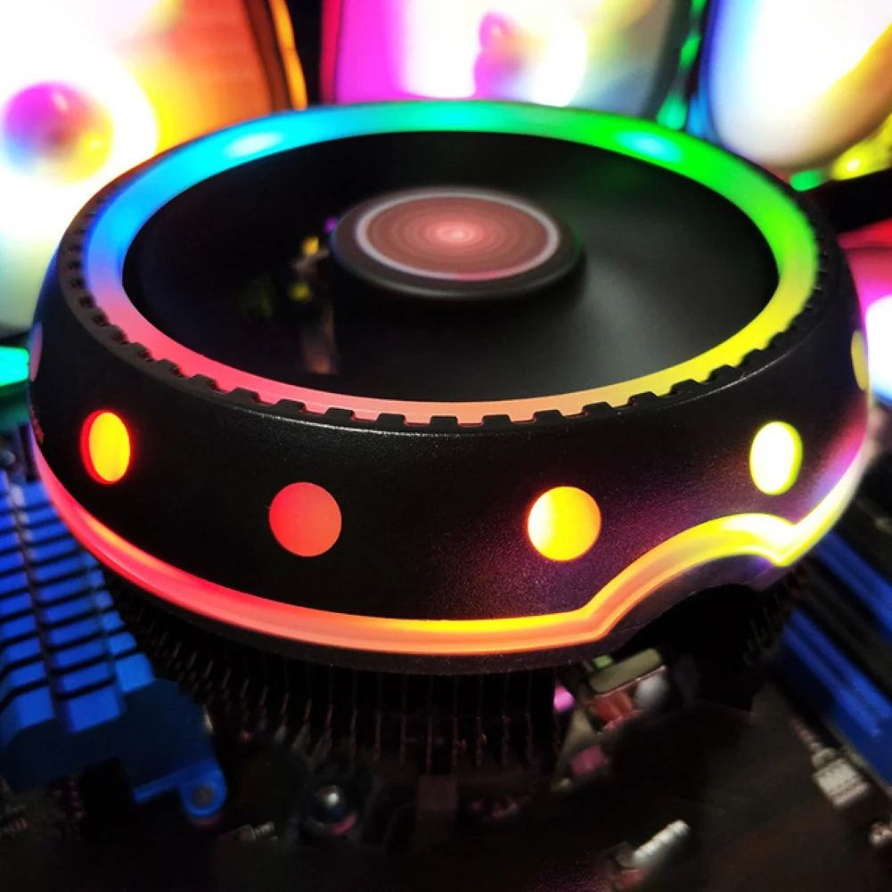 Цветной вентилятор с RGB-подсветкой, охлаждение, бесшумный, радиатор процессора компьютера, аксессуар 120 мм.