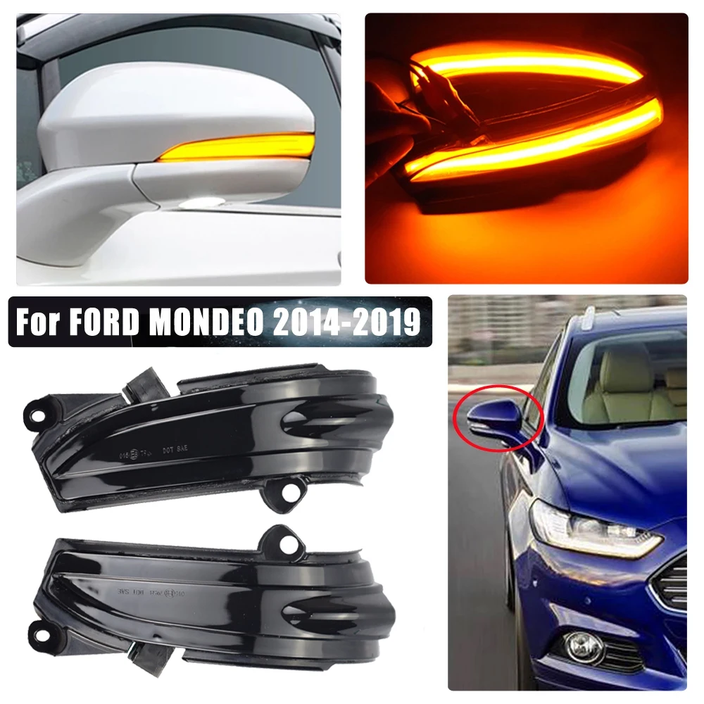 

2pcs Car LED Dynamic Turn Signal Light Rearview Side Mirror Light Indicator Blinker For FORD MONDEO MK5 2014-2019 MK V 5