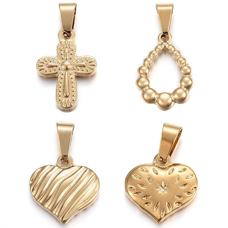 10 шт. Малый 304 новый браслет из нержавеющей стали подвески Шарм Крест Сердце слеза