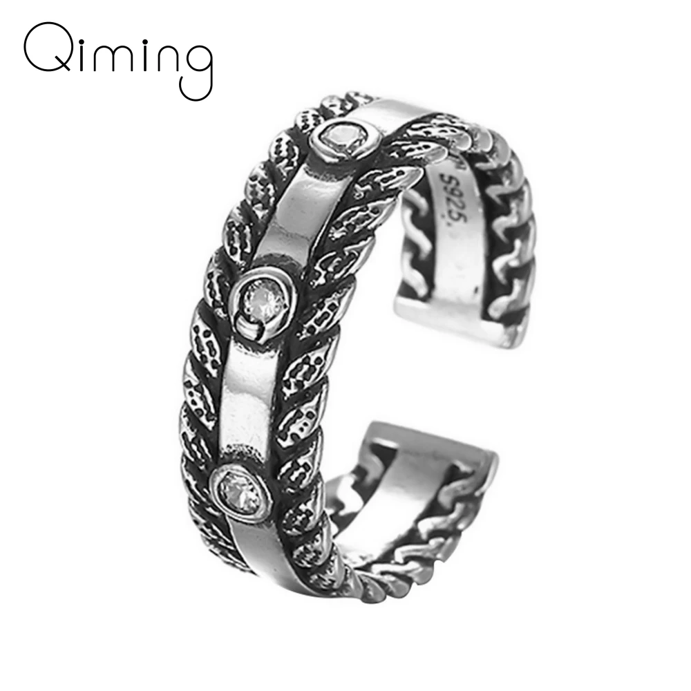 Регулируемые винтажные кольца в винтажном стиле мужские с кристаллами для
