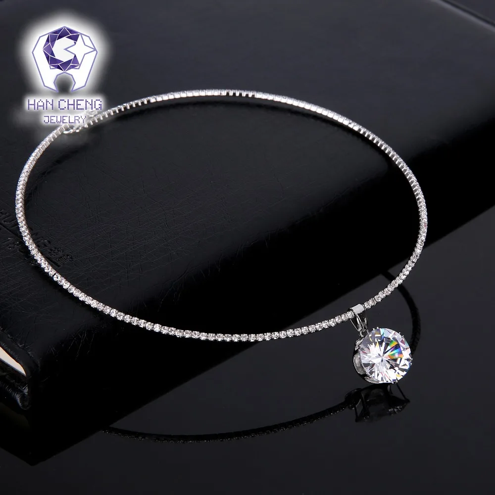 Женское колье чокер с цирконом HanCheng простые стразы массивное ювелирное