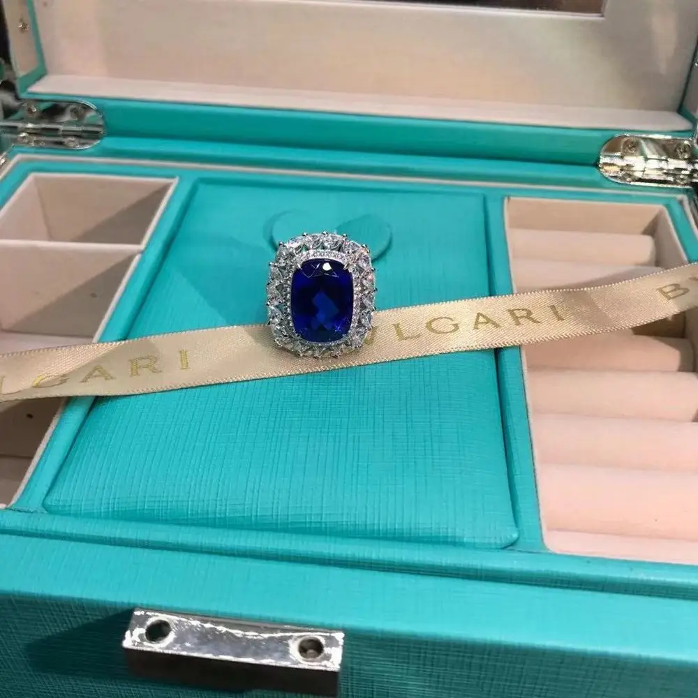 WUIHA 925 пробы Silver 3EX обручальное кольцо 10 CT VVS с сапфировым покрытием муассанитом -