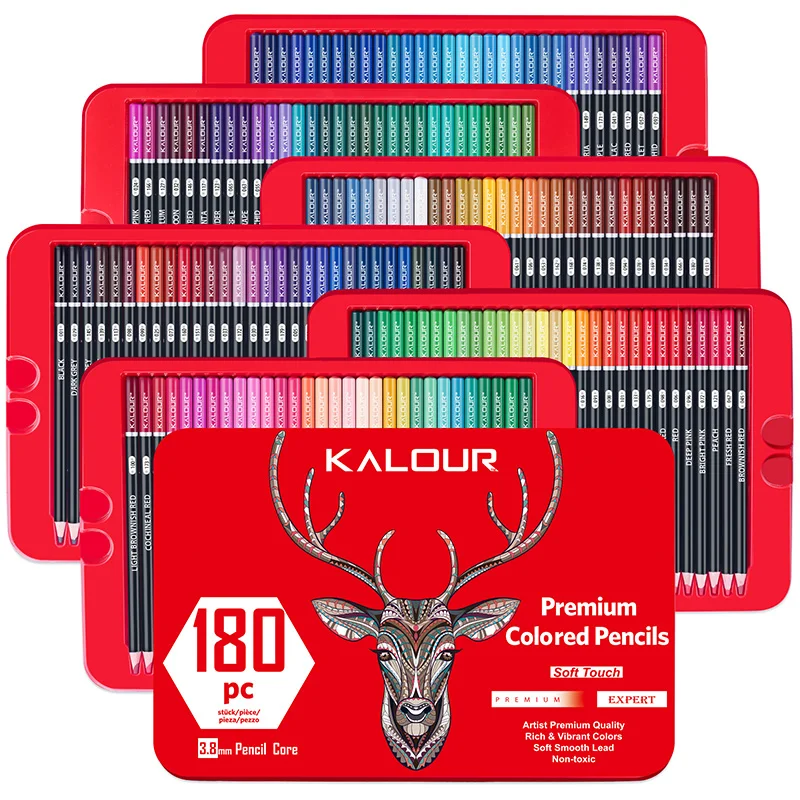 

180 Colors Colouring Pencils Oil Based Assorted Colours Art Pencils 3.8 mm Lead Core Tin Box set for Artists Kids Colouring Gift