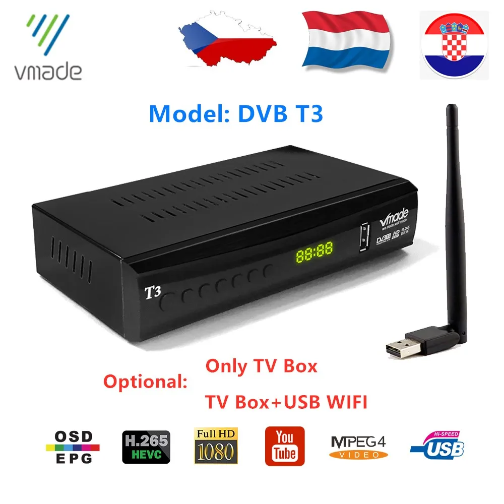 Vmade новейший DVB T3 спутниковый ТВ приемник тюнер для Нидерландов H.265 1080p Поддержка