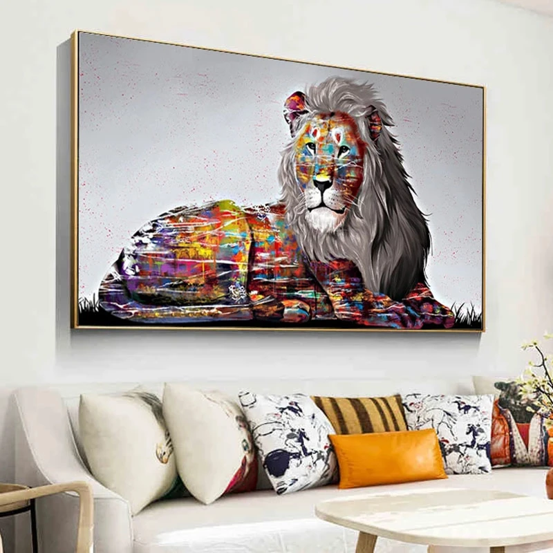 

Canvas Painting Animal Wall Art Horse Painting Lion Tiger Oil Painting Wall Poster and Print for Living Room Home Decor