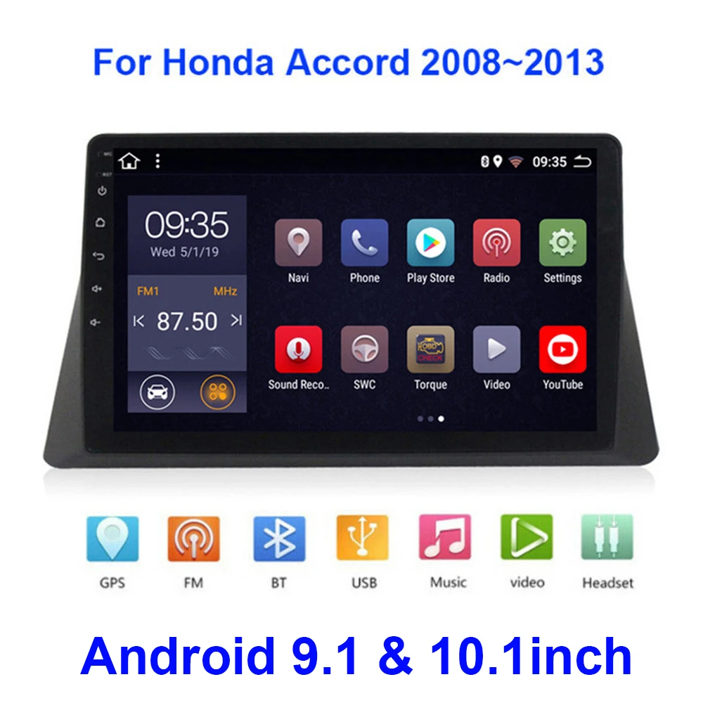 10 1 &quot2Din Android 9 автомобильный Радио мультимедийный плеер для 2008 2009 2013 Honda Accord GPS
