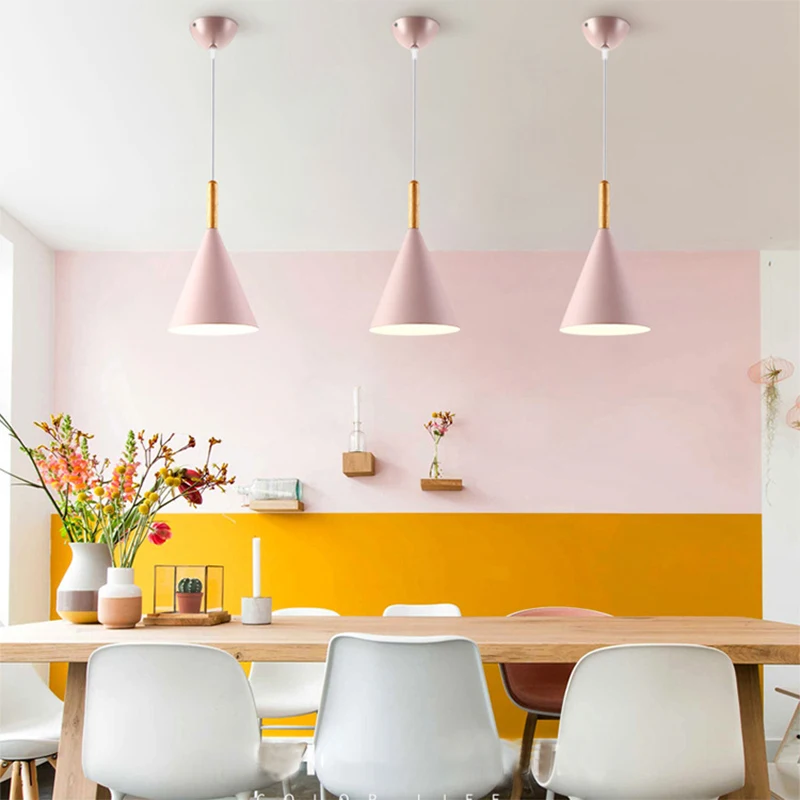 Современные светодиодные подвесные светильники простое деревянное алюминиевое