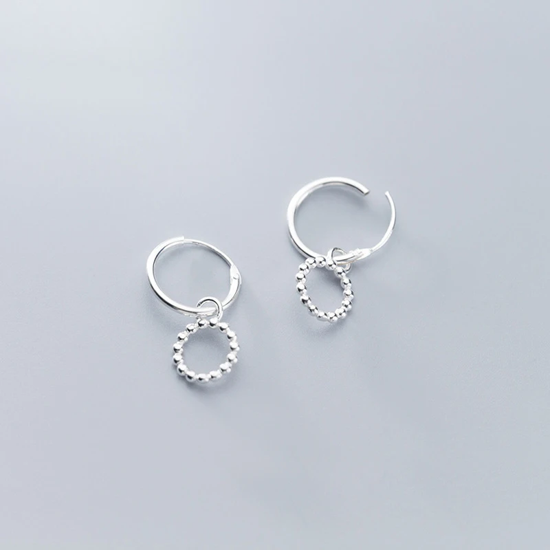 

COLUSIWEI Genuine 925 Sterling Silver Simple Bead Hoop Earrings for Women 3 Color Earrring Fashion Romantic Jewelry Girl Gift