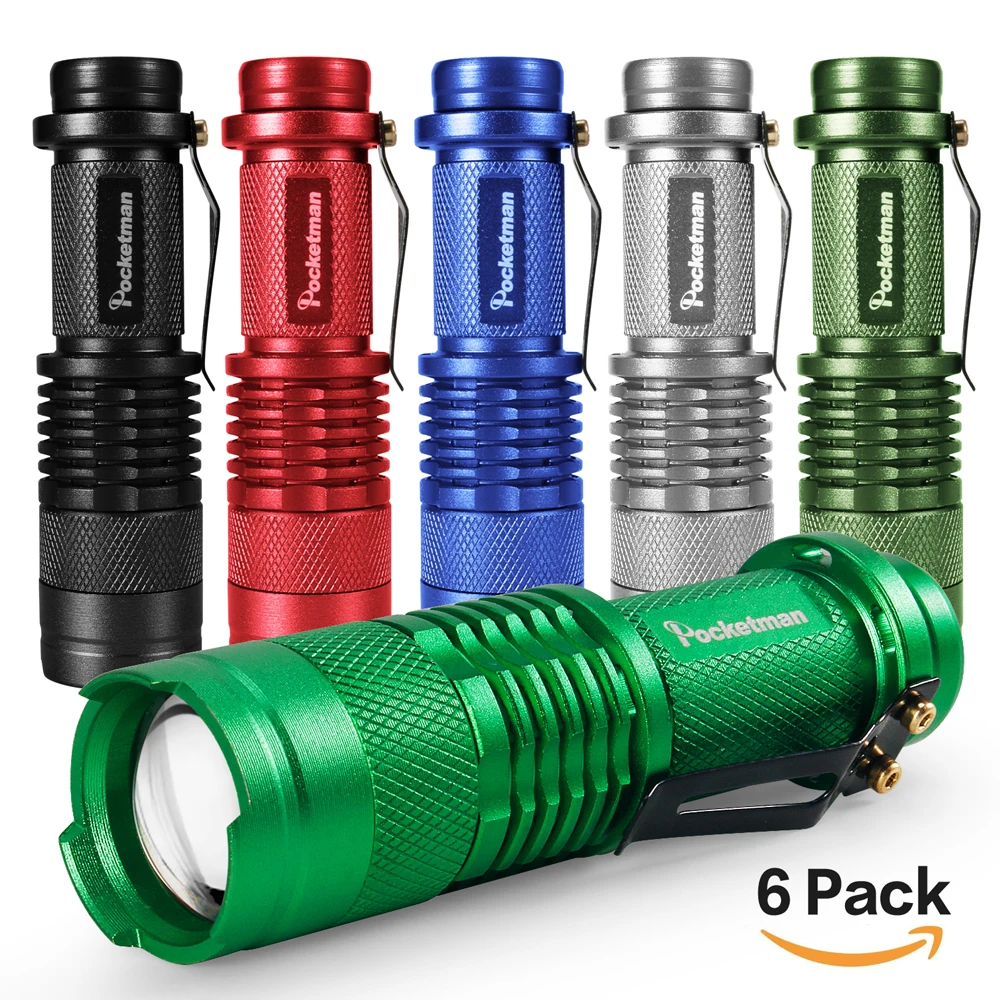 

6PCS Portable LED Flashlights 8000LM Siper Bright Torch 3 Modes Zoomable Flashlight Waterproof Torch Use AA/14500 Battery