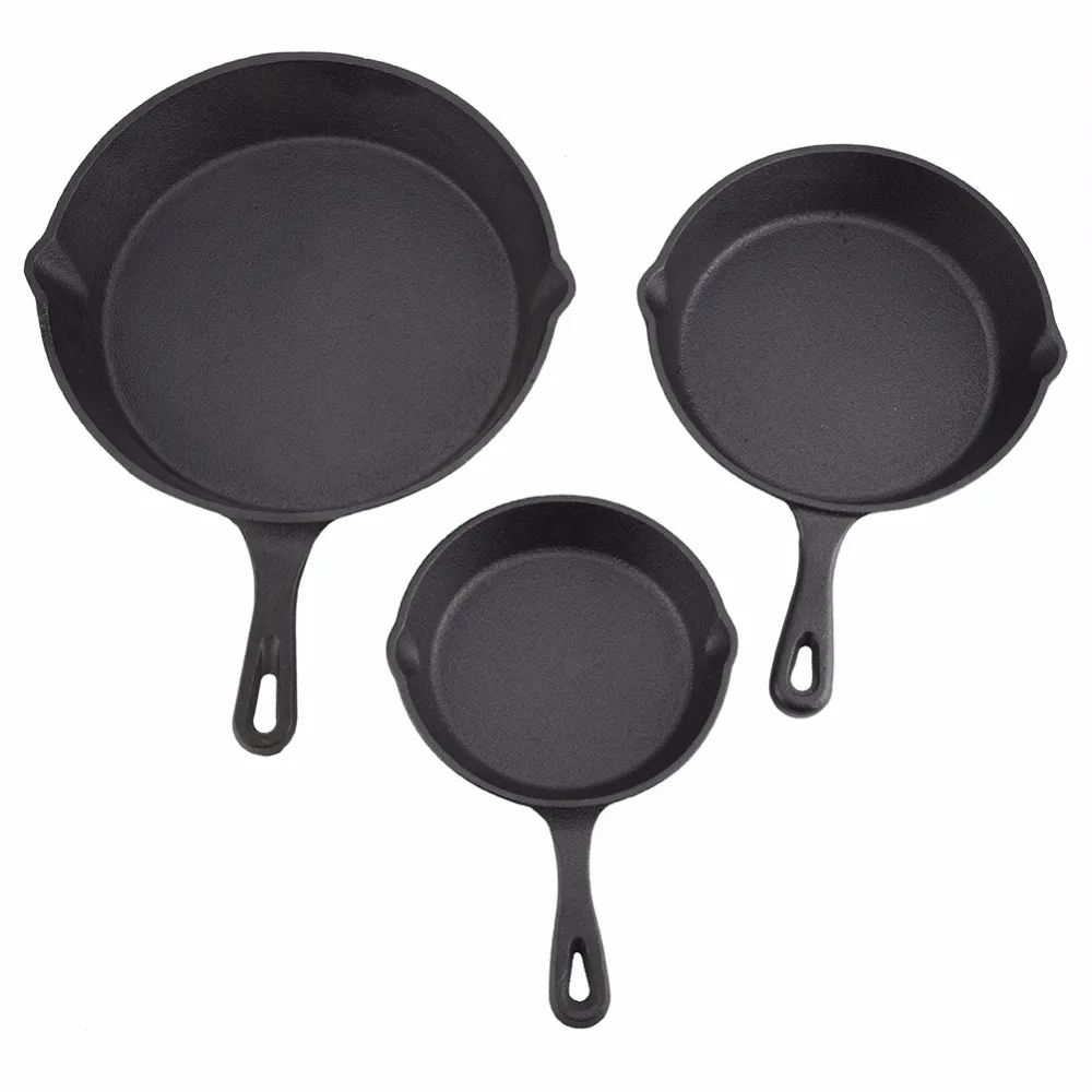 3 шт./компл. 16 см 20 см 25 см чугунные сковороды посуда Pots бытовой Кухня Пособия по кулинарии инструмент набор сковородок, Комплект постельного белья Panelas