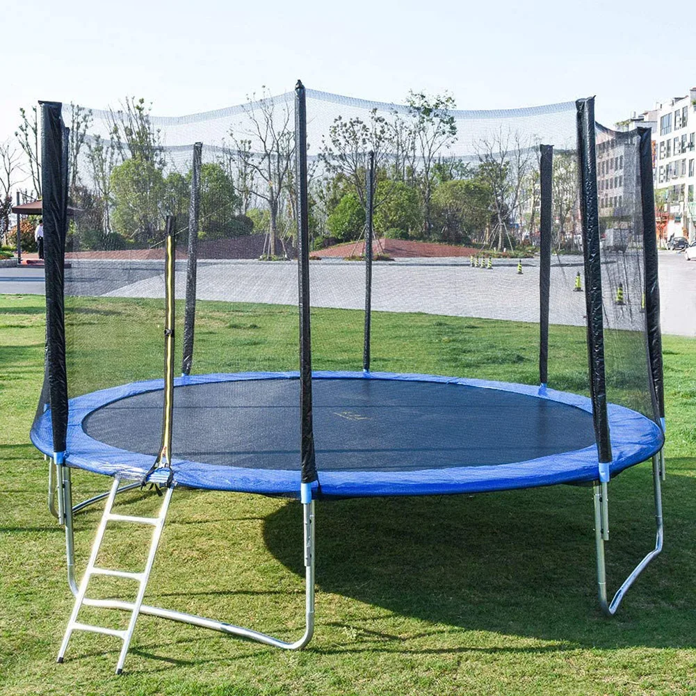 

Foldable Fitness Trampoline 12 FT with Safety Enclosure Net Spring Cover Padding Ladder Bounce Jump Mat for Adult Kids Outdoor