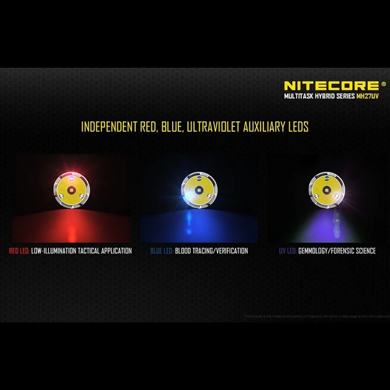 Продажа NITECORE MH27UV USB перезаряжаемая тактисветильник вспышка 1000 люмен XP-L HI V3 Светодиодный УФ-светильник нм красный синий источник света Дешево NITECORE MH27UV USB перезаряжаемая тактисветильник вспышка 1000 люмен XP-L HI V3 Светодиодный УФ-светильник нм красный синий источник света