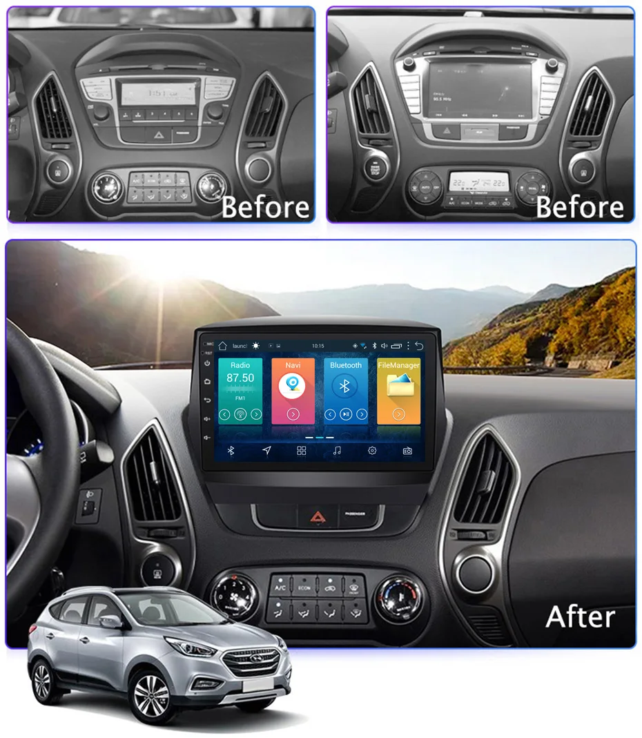 9 inch 2.5D IPS HD multi-touch screen Android 8.1 2G RAM 32G ROM NAVI For Hyundai IX35 2010-2013 with Bluetooth USB WIFI SWC | Автомобили