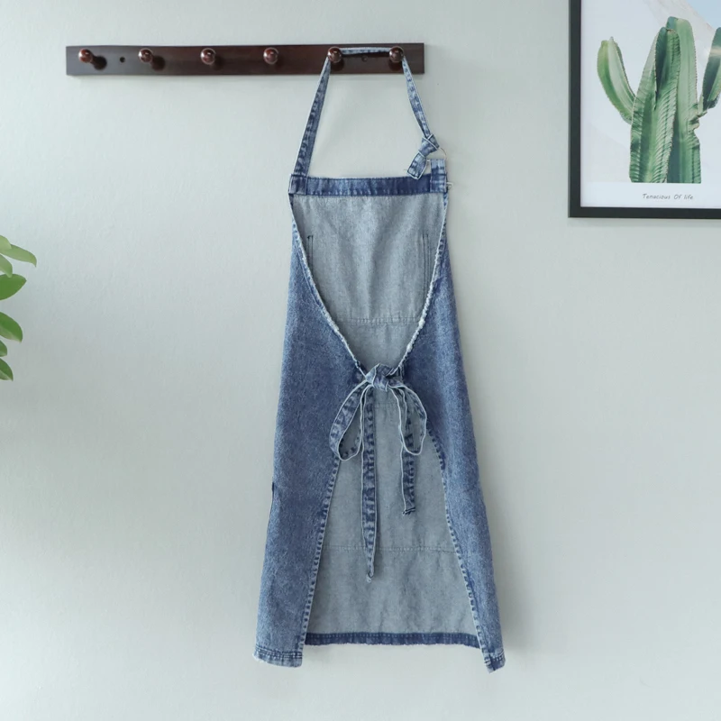 Модный Индивидуальный рваный джинсовый Рабочий Фартук для женщин мужчин