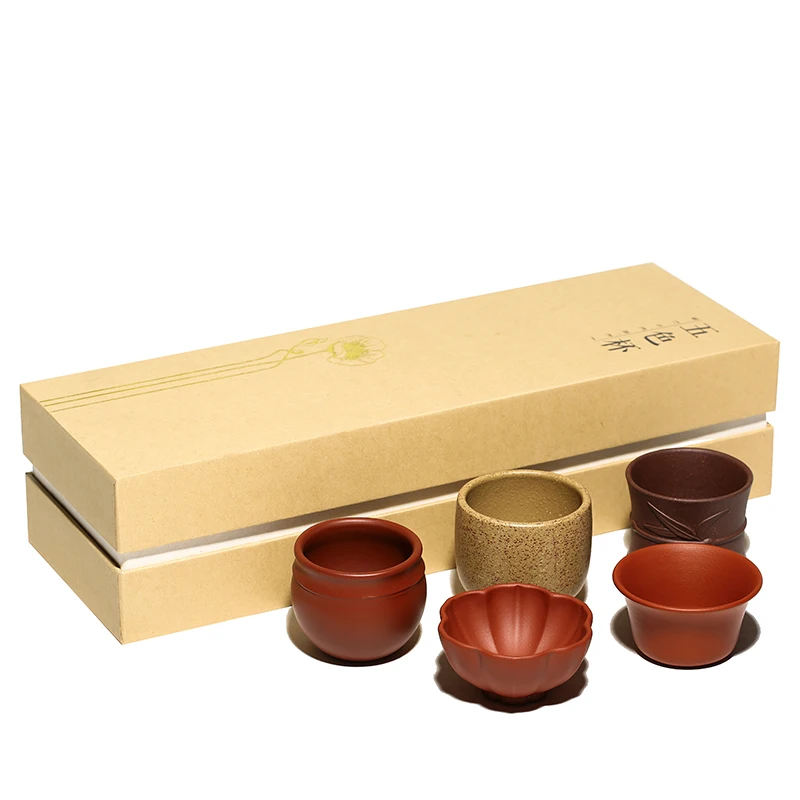 

Yixing five color clay purple sand tea cup set gift box gift home Tea Master Cup Men's and women's tea sets