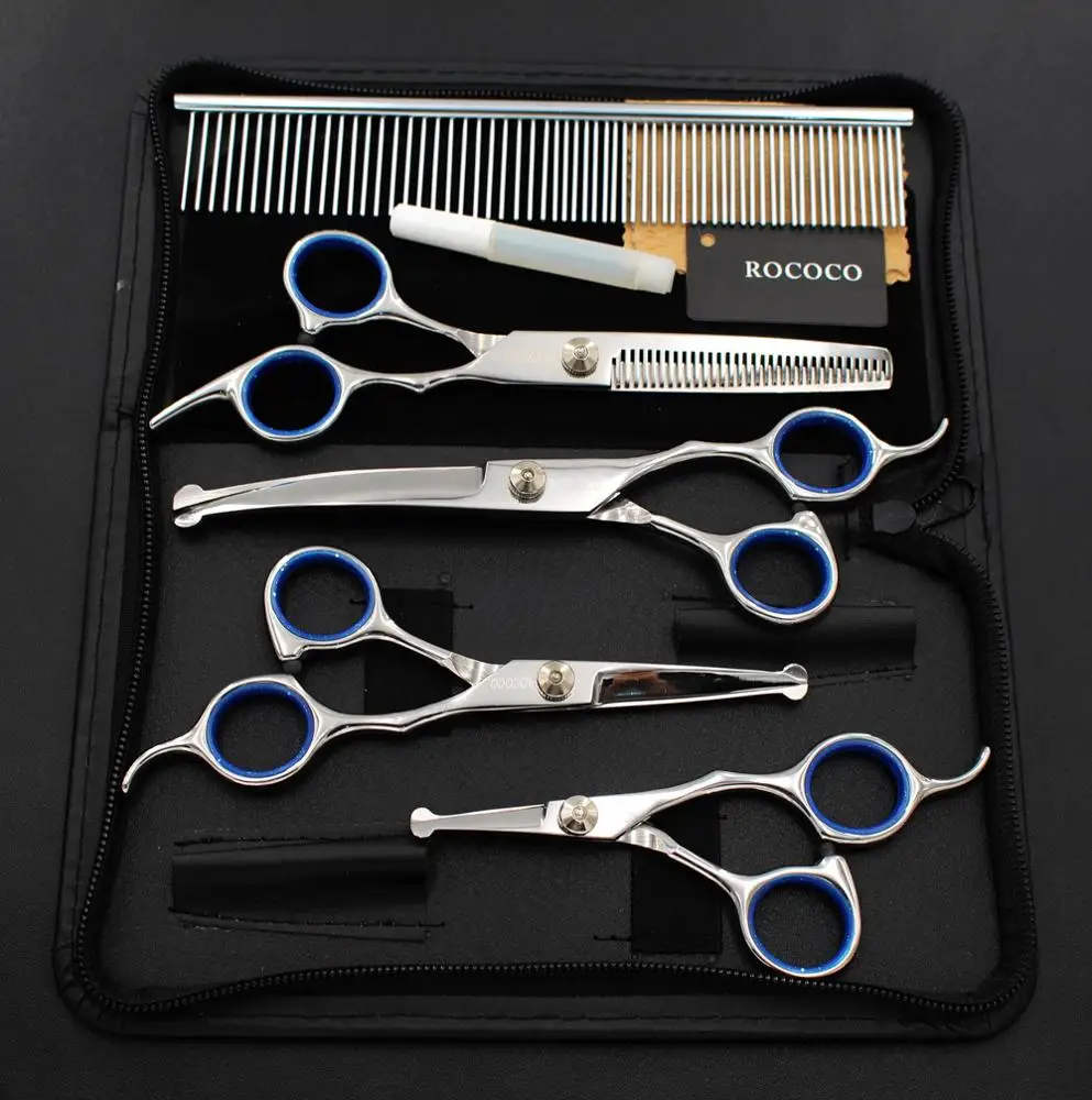 

Professional Grooming Shears For Dogs Pet Hair Grooming Scissors Kit with Safety Round Tip