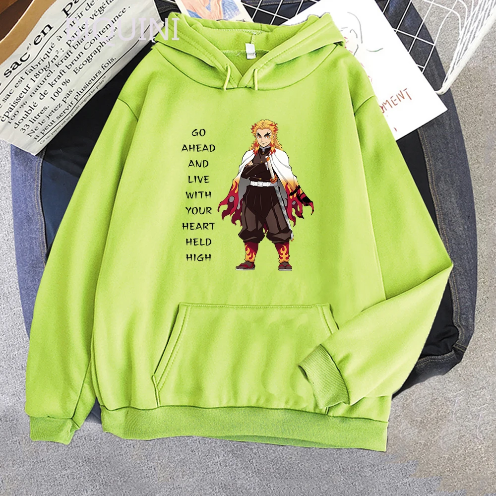 

Anime Demon Slayer Hoodies Kyoujurou Rengoku Hooded Tops Kimetsu No Yaiba Sweatshirts Cozy Tops Pullovers Sudadera Felpa Moletom