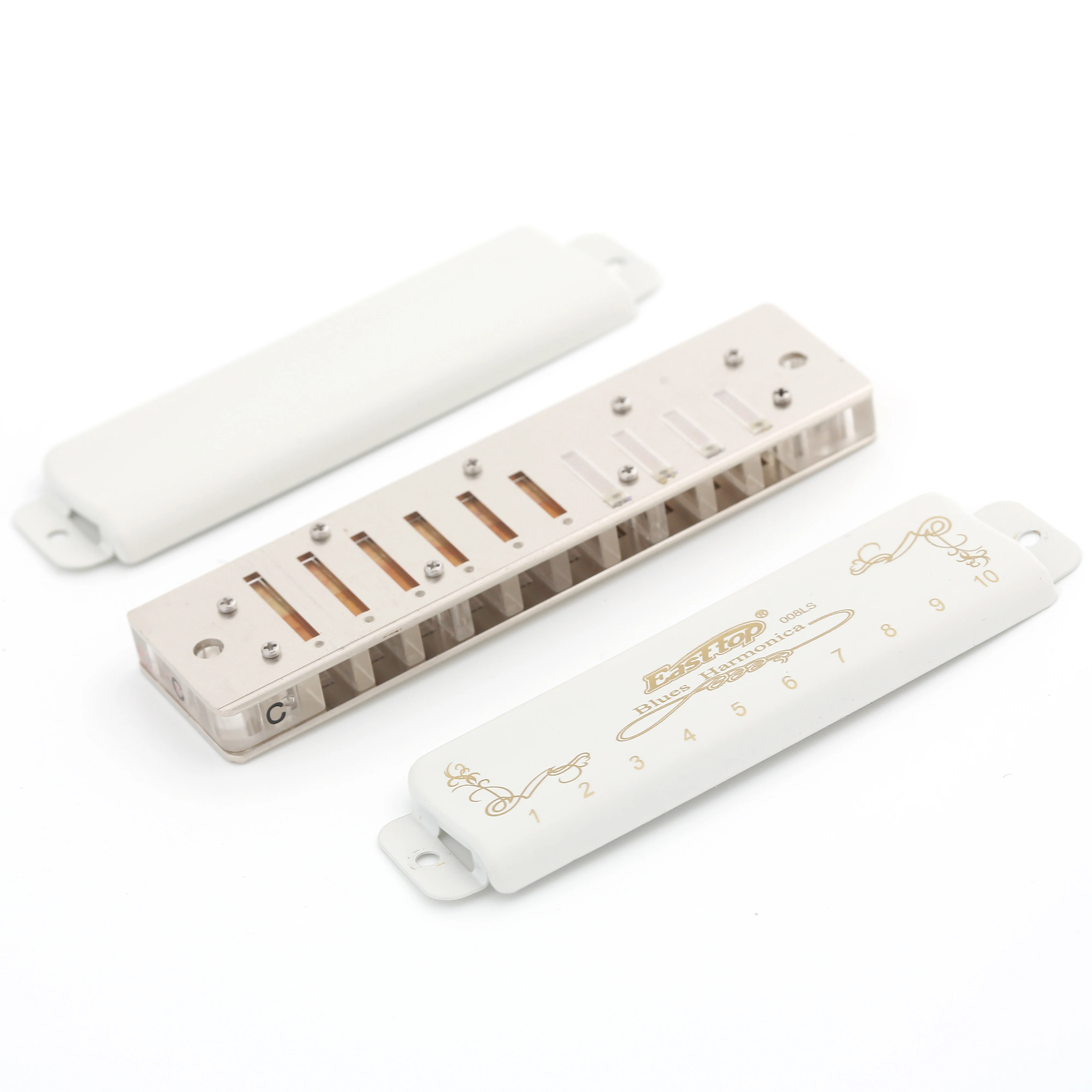 Easttop T008LS белый Блюз Брюс десять отверстий пленка гармоника только C тон|Губная
